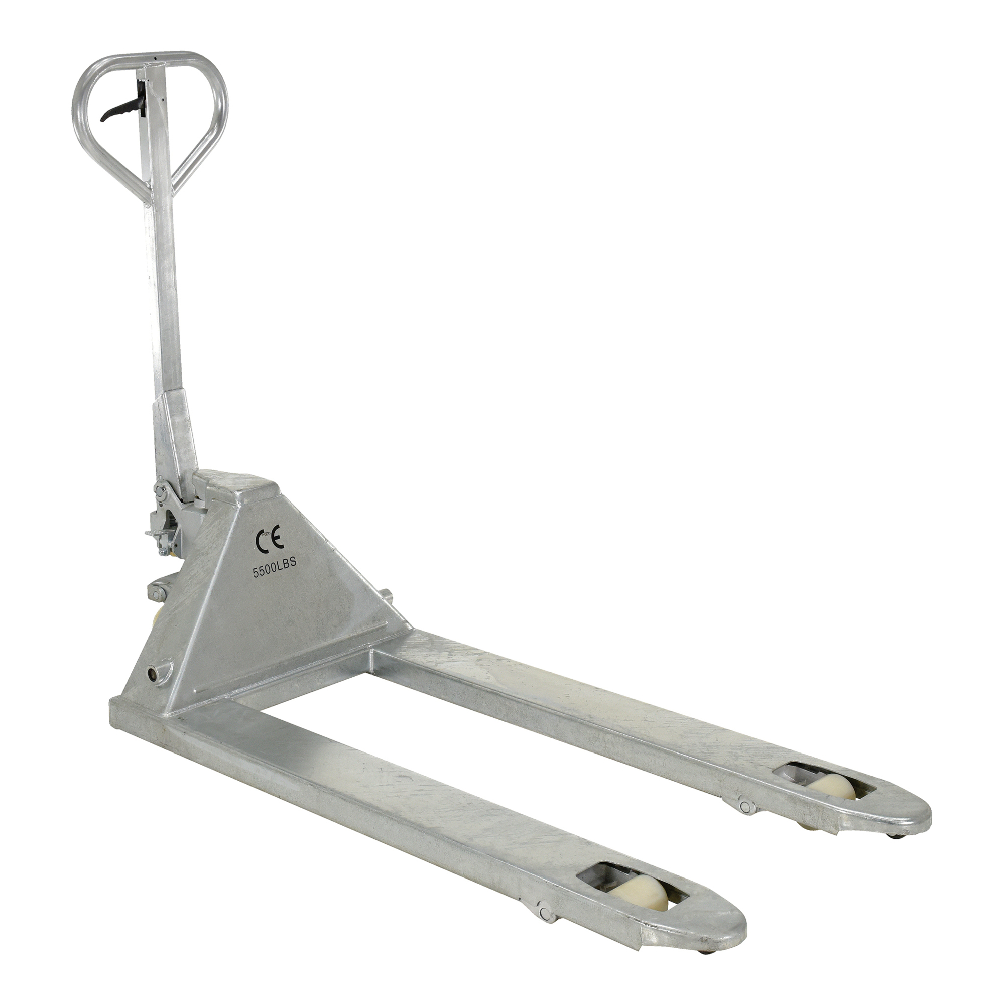 Vestil Galvanized Steel Pallet Truck - 5500-Lb. Capacity, 48in. Fork Length, 2.875in. Min. Lift Height, Model# PM5-2748-S-G